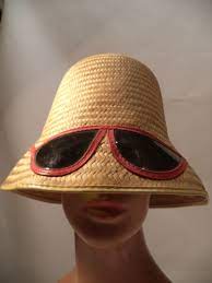 60s Straw With Built In Sunglasses Vintage Straw Hat Hats Vintage Retro Outfits