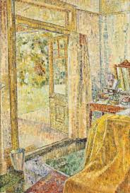 Grace Cossington Smith Australian Artist This From The Ballarat Art Gallerty Interior Into A Garden Oil On Board Australian Painting Art Painting