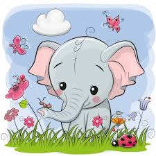 Cute Cartoon Elephant On A Meadow Cute Cartoon Drawings Baby Elephant Cartoon Cartoon Elephant