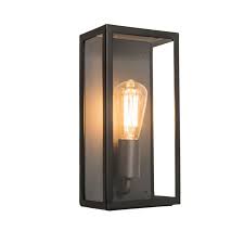Modern Rectangle Outdoor Wall Lamp Black With Glass Panels Rotterdam 1 Lampandlight Black Wall Lamps Outdoor Wall Lamps Wall Lamp