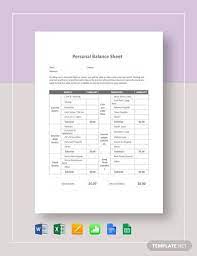 Personal Balance Sheet Template Free Google Docs Google Sheets Excel Word Apple Numbers Apple Pages Template Net Balance Sheet Template Balance Sheet Personal Budget Spreadsheet