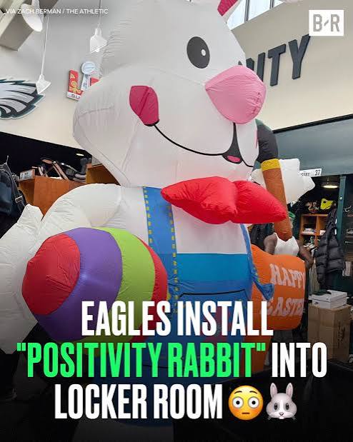 Bleacher Report on X: "Eagles have installed a 'positivity rabbit' into the  locker room to emphasize 'positivity and good vibes' 🧘‍♂️💯 The offensive  line 'stressed they are not sad they just wanted