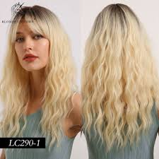 I have about 8 of these. Buy Black Root Light Golden Blonde Hair Curly Ombre Synthetic Women Wigs With Bangs Online In Bahrain 114210679521