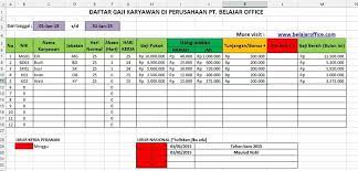 .menggunakan excel, contoh format, gaji karyawan, karyawan swasta, laporan gaji, menghitung gaji, microsoft excel, program gaji, slip gaji karyawan. Format Excel Hitung Gaji Pokok Karyawan Ditambah Uang Makan Harian Belajar Office