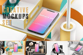 Iphone X Creative Mockups Set Poster Mockup Web Template Design Creative