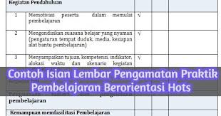 Lembar Pengamatan Praktik Pembelajaran Berorientasi Hots Tugas On 2 Pkp Seni Budaya Belajar Problem Solving Desain Pembelajaran