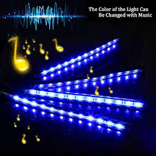 Adecorty Car Led Strip Light 4pcs 48 Led Dc 12v Multicolor Music Car Interior Light Led Under Dash Lighting Kit With Sound Active Function And Wireless Remote Control Car Charger Included