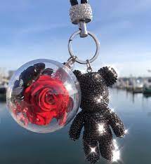 Crystal Bear Keychain Crystals Crystal Rose Flower Gift