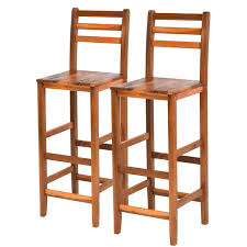 Set Of 2 Ladder Back 28 5 Acacia Wood Patio Bar Stool Wood Bar Stools Patio Bar Stools Bar Stools
