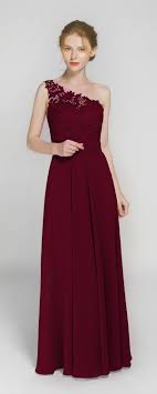 Long One Shoulder Lace Bridesmaid Dress With Chiffon Skirt Tbqp363 Red Bridesmaid Dresses Maroon Bridesmaid Dresses Wine Bridesmaid Dresses
