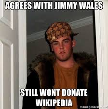 The truth about this wikipedia donation memes. Agrees With Jimmy Wales Still Wont Donate Wikipedia Scumbag Steve Meme Generator