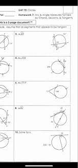 This set is often saved in the same folder as. Solved Per Unit 10 Circles Homework 7 Arc Angle Meas Chegg Com