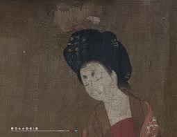 簪花仕女图卷 局部 court ladies adorning their hair with flowers handscroll painting art flowers