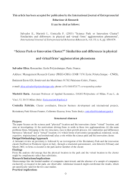 Pdf Science Park Or Innovation Cluster Similarities And Differences In Physical And Virtual Firms Agglomeration Phenomena