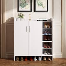 In how to increase the value of closet with wooden shoe rack, we have a few steps to follow as guidelines. Modern White Shoe Cabinet Wooden Shoe Rack Closet Hallway Storage Sideboard Organiser Unit 2 Doors With Adjustble Shelves Buy Online In Bosnia And Herzegovina At Bosnia Desertcart Com Productid 140707228