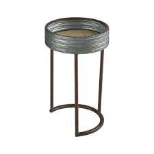 Round End Side Table In Rustic Grey Natural Finish With C Table Base Material Iron Wood Bailey Walmart Com Walmart Com Side table wood solid living room wooden round natural podium light.