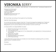 Court Clerk Cover Letter Sample Cover Letter Templates Examples