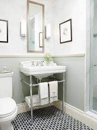 Matte black finishes give this room a graphic pop for extra chicness. Small Bathroom Ideas Small Bathroom Sinks Bathroom Space Saver Small Farmhouse Bathroom