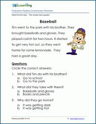 Home › reading comprehension worksheets › science reading comprehension worksheets. Baseball Children S Stories And Reading Worksheets K5 Learning