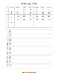 United states edition with federal holidays. February 2021 Free Calendar Tempplate Free Calendar Template Com