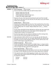 Phonological Awareness Lessons Reading A Z