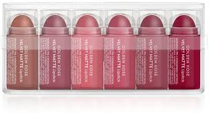 Nyx liquid suede cream lipstick lscl38 exposed (sealed) metallic matte. Golden Rose Matte Lipsticks Mini Set Matte Lippenstifte Set 6x0 5g Makeupstore De