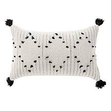 Black And White Lumbar Pillow Cover Amazon Com Ojia Black And White Lumbar Pillow Cover Neutral Decorative Collection Throw Accent Woven Cotton Tassel Throw Pillow Styling Pillows Throw Pillows
