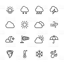 Black And White Icons 16 Line Black And White Icons Set Weather Easy Doodles Drawings Easy Doodle Art Mini Drawings