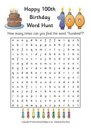 Birthday Celebration Word Search 100th Birthday Word Hunt Birthday Words 100th Birthday Party 100 Birthday Gifts