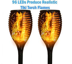 Shop all outdoor led lighting. 96 Led Solar Tiki Torches Lights Outdoor Waterproof Flameless Flickering Flames Ebay