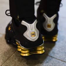 Black And Gold Vapormax Plus On Feet Neymar Jr Has A Black And Gold Nike Shox Tl Collaboration Nike Gold Nike Shox Nike
