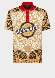 Black And Gold Polo T Shirt Versace Gold Hibiscus Print Polo Shirt For Men Us Online Store Printed Polo Shirts Mens Polo Shirts Gucci Polo Shirt