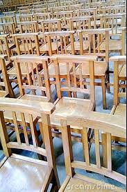 Rows Of Empty Wooden Chairs In Church Wooden Chair Wooden Chair