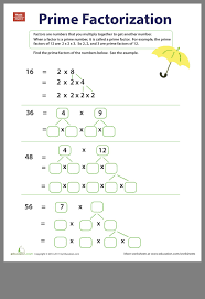 Pin By Catherine Huang On Math Prime Factorization Worksheet Prime Factorization Factors And Multiples