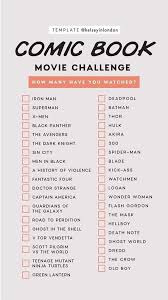 Comic Book Movie Challenge Complete And Share With Your Friends Kelseyinlondon Fun Ideas Movies Instagram Story Template Movie To Watch List Movie List