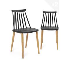 Voir pose bas de porte pivotant à ton : Lot De 2 Chaises De Cuisine Bistrot Pied Metal Ton Bois Bao Noir Chaise But