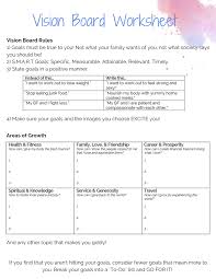Vision Board Worksheet To Organize Your Goals And Dreams Vision Board Worksheet Vision Board Workshop Vision Board Inspiration