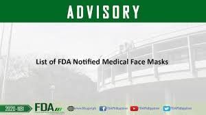 Fda Advisory No 2020 1181 List Of Fda Notified Medical Face Masks Food And Drug Administration Of The Philippines