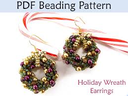 I don't mind if you sell the projects that you make with my patterns, but please mention that you got the pattern from linda's crafty inspirations. Christmas Earrings Beading Tutorial Double Spiral Stitch Simple Bead Patterns Holiday Wreath E On Luulla