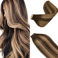 There are endless shades of blonde hair. Lab Eh Human Hair Extensions Tape In Hair Extensions Chocolate Brown Highlighted Caramel Blonde Balayage Seamless Ombre Hair Extensions 20pcs 50g 20 Inch Buy Online In Bahamas At Bahamas Desertcart Com Productid 78006384