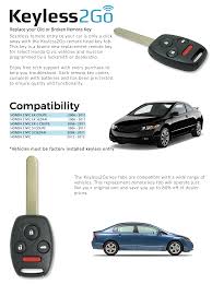 Remote entry systems are safe, convenient and now come standard on most newer honda vehicles. Keyless2go New Keyless Entry 4 Button Remote Car Key For Select Honda Civic Vehicles That Use Fcc N5f S0084a And 35111 Sva 306 Keyless Entry Systems Amazon Canada