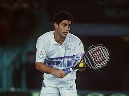 Pete sampras in 1990 at the age of 19.he's wearing a sergio tacchini shirt with an archer on the right front. Pete Sampras Booking Agent Talent Roster Mn2s