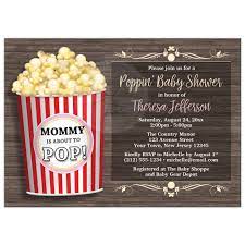 Baby Shower Invitations Popcorn Theme About To Pop Rustic Wood Baby Shower Invitations Pop Baby Showers Baby Shower Popcorn