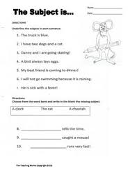 The Subject Is Subject And Predicate Worksheets Subject And Predicate Elementary Reading