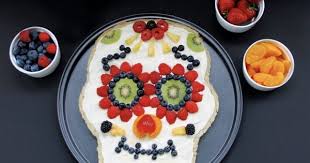 Healthy Day Of The Dead Sugar Skull Fruit Pizza Dessert Recipe Fruit Pizza Designs Dessert Pizza Fruit Fruit Pizza