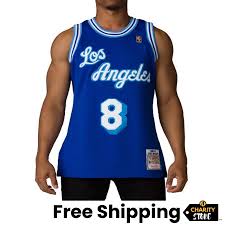 This jersey from bryant's rookie season is the lakers' classic blue alternate jersey, featuring a gold embroidered nba logo to celebrate the nba's 50th anniversary. Prvak Moljac Polaze Los Angeles Lakers Nike Kobe Bryant Eur Goldstandardsounds Com