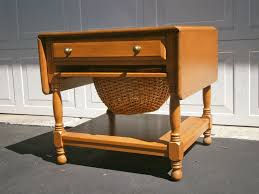 Conant Ball Side Table 1959 Drop Leaf Front Drawer And Storage Basket Furniture Table Storage Baskets