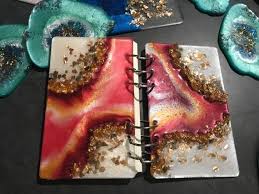 Resin Geode Notebook Cover Diy Resin Art Diy Resin Crafts Notebook Cover