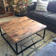 Extra Large Wood Coffee Table Square Coffee Table Sofa Table Reclaimed Wood Table Industrial Metal Coffee Table Base Living Room Table In 2021 Large Square Coffee Table Coffee Table Square Coffee