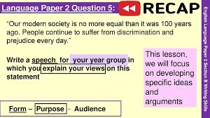 In answering question 5, the last gcse english language question you will (hopefully) ever have to answer, you will need to produce one of the following types of text English Language Paper 2 Question 5 Viewpoint Writing Ppt Download